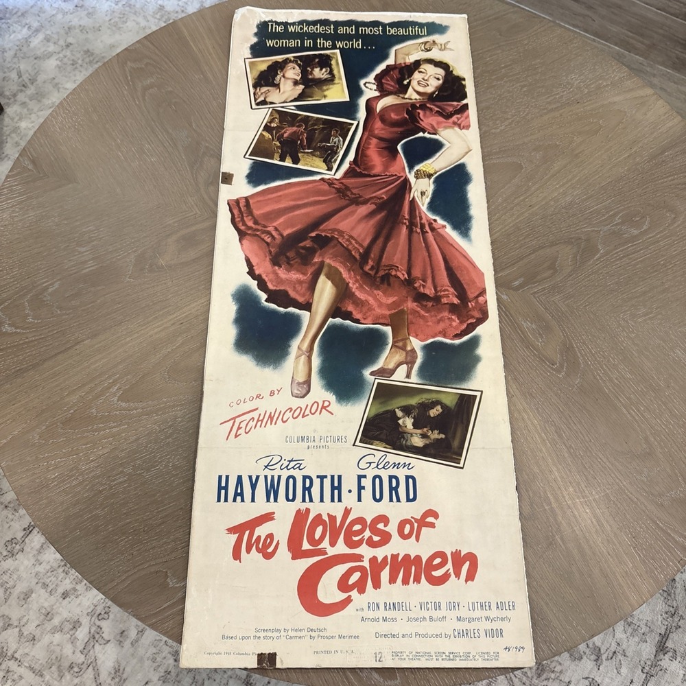 Original Vintage Movie Poster "The Loves of Carmen" 1948 Rita Hayworth